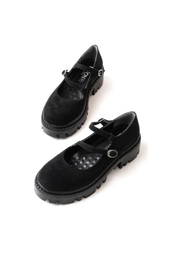 Siyah Süet Günlük Yüksek Tabanlı Loafer Ayakkabı Siyah