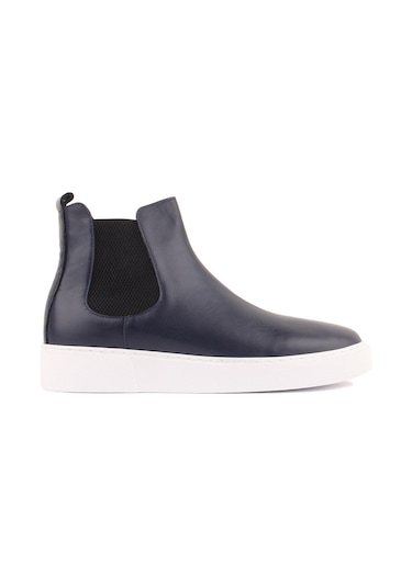 Shoetyle - Lacivert Hakiki Deri Erkek Chelsea Bot 250-041 -1162 Lacivert