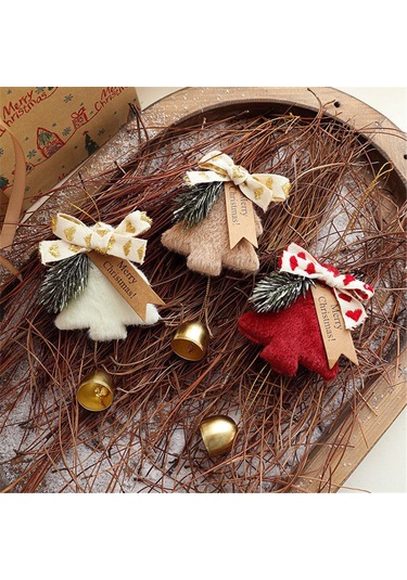 Moveevo Kumaş Noel Ağaç Süsü, Zil Sesli Araç Süsü, Çanta Anahtar Zinciri, Ev Dekorasyonu Hediyesi B Kahverengi