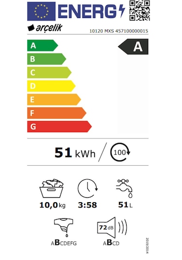 Arçelik 10120 MXS 1200 Devir 10 KG  Çamaşır Makinesi