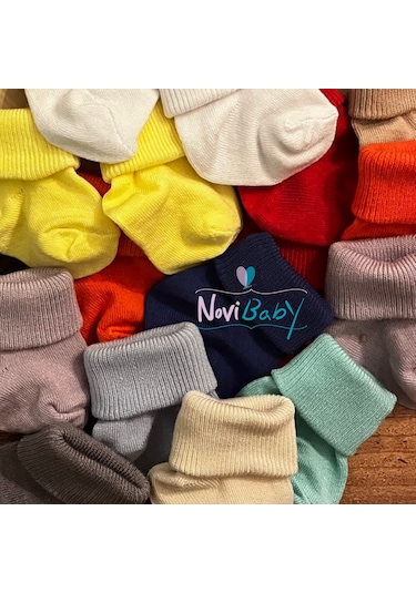 Novibaby 2'li Bambu Bebek Çorap I Cloud I 0 6 Ay I Gri Yenidoğan Bebek Çorabı Çok Renkli