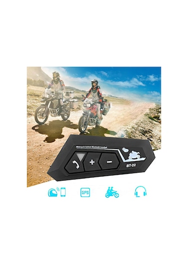 Bt22 Motosiklet Kask Kablosuz Intercom Su Geçirmez 5.0 Bluetooth