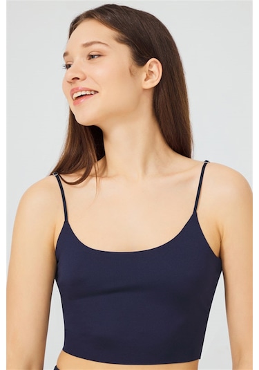 Ayarlanabilir İnce Askılı Lazer Kesim Crop Büstiyer 7'li Paket Renkli-1 Çok Renkli