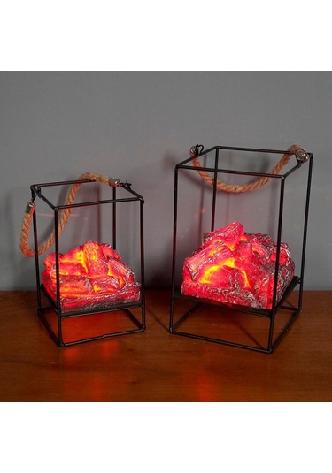 Sones Taklit Kömür Alev Lambası Led Dövme Demir Tatil Dekorasyonu, Özellikler: Kömür E