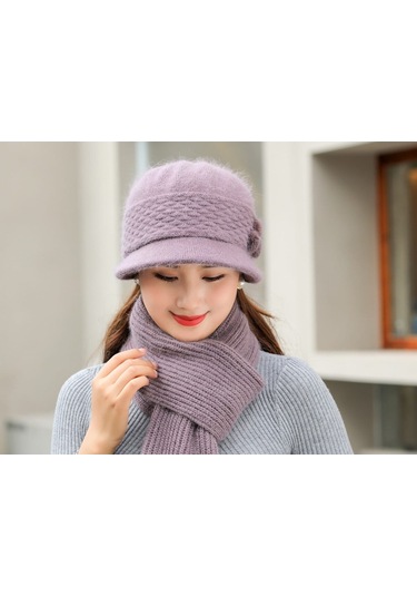 Arion Hs-01x Şık Şapka/bere Ve Atkı Takımı Mor