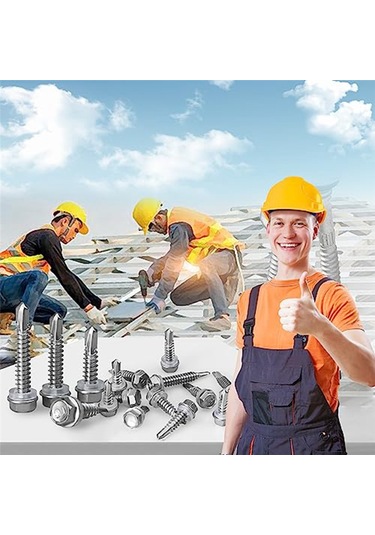 Xurunkeji 40 Adet 14 X 1-1/2 İnç İla 2-7/8 İnç Metal, Paslanmaz Çelik Sac Vidalar, İnşaat Ve Onarım İçin Kendiliğinden Delinebilen Vidalar 17x14x3cm