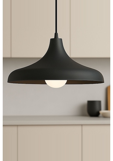 Aura Metal Tekli Siyah Sarkıt Avize Retro Rustik Model Avize