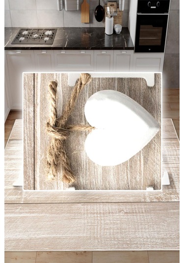 Dijital Baskılı Dekoratif Kaymaz Taban Yıkanabilir Kalp Desenli Halı Mutfak Halısı Yolluk Salon Halısı