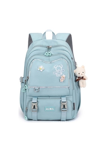 Genç Kızlar İçin Hafif Sırt Çantası - Büyük Kapasiteli Okul Çantası, Mavi Çok Renkli Çok Renkli