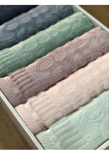 6 Lı Royam Hazangülü Mira %100 Pamuklu Kutulu El Yüz Havlusu Seti 50 X 90 Çok Renkli