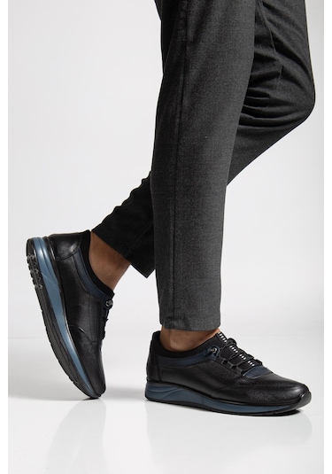 Hakiki Deri Tam Ortopedik Erkek Ayakkabı Siyah