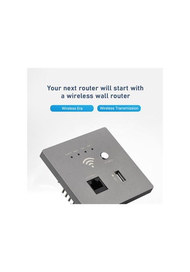 Yaleker Duvar Kurulu 300m Wifi Ap Router, Usb Şarj Cihazı, Gri Renkli, Çok Fonksiyonlu Kablosuz Ağ Cihazı