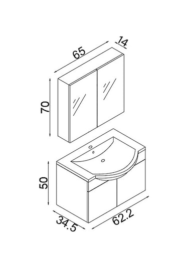 Teta Home Kahire 65 Cm Mdf Banyo Dolabı Seti Antrasit