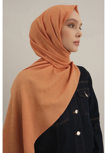 Turuncu Link Desen Bambu Cotton Şal 72 Turuncu