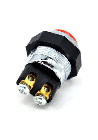 22mm Yaylı Metal Buton Anahtar Kırmızı Vidalı