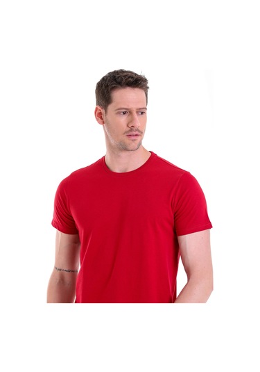 Hatemoğlu Regular Fit Pamuk Bisiklet Yaka Düz Erkek Tişört Bordo