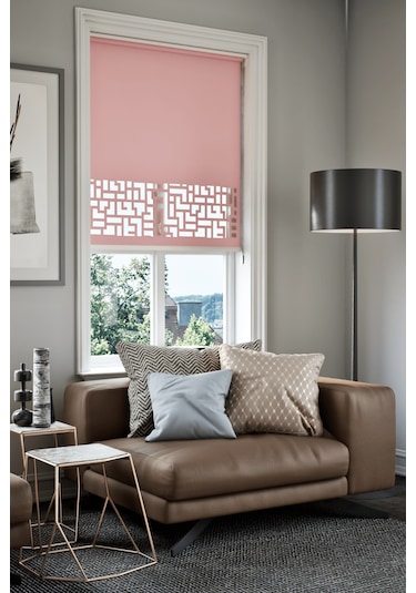 Lazer Kesim Mat Stor Perde, Lazer Kesimli Klasik Serisi, C-3006 Gül Kurusu Renk Gül Kurusu