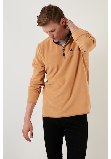 Buratti Slim Fit Anti-Pilling Tüylenme Yapmayan Bato Yaka Kışlık Şardonlu Erkek Polar 5906001 Vizon