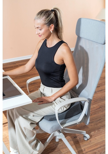 Ortopedik Eğimli Visco Minder Ofis Araba Koltuk Oturma Minderi 42x40x9x2 Cm