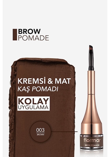 Flormar Yoğun Pigmentli Kalıcı Kaş Pomadı - Brow Pomade - 003 Brown - 8690604572205