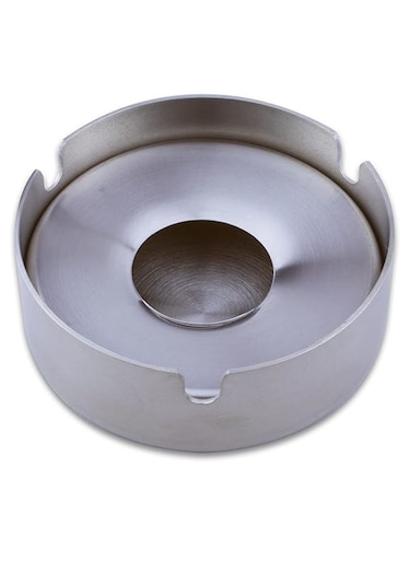 Rotanev Paslanmaz Çelik Skoçlu Mat Yuvarlak Model Kapaklı Küllük Dekoratif Kül Tablası 10 CM Küllük