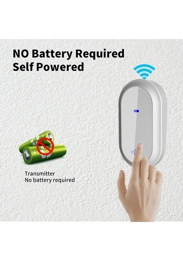 Pazly Zili Uzun Mesafe Su Geçirmez Akıllı Kapı Zili Kablosuz Dış Ürün Beyaz Beyaz