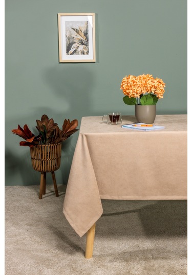 Elart Soft Kadife Masa Örtüsü Dikdörtgen 150x220 Cm Vizon Vizon