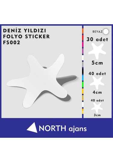 Deniz Yıldızı Folyo Duvar Sticklerı Beyaz