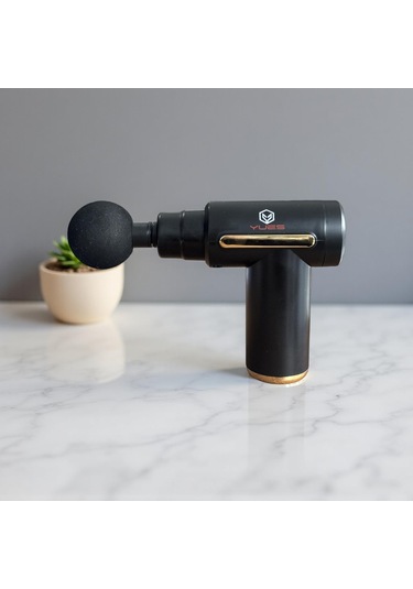Yues Profesyonel Şarjlı Masaj Tabancası 6 Hız, 4 Başlık Siyah