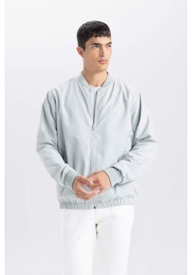 DeFacto Su İtici Hafif İnce Bomber Mont Ceket Kolej Yaka Fermuarlı Cepli Mevsimlik D7447AX24AUGN1255 Yeşil