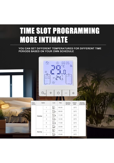 Mufunye Akıllı Wifi Termostat - Yerden Isıtma İçin 16a, Google Uyumlu, 24h Zamanlayıcı