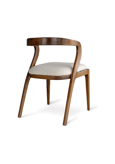 Akrep Beyaz Kumaş Ceviz Ahşap Sandalye