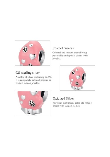 Fastbuy S925 Ayar Gümüş Pembe Eldiven Boncuk, For Pink Gloves, Çok Renkli, Kadınlar İçin El Divanları İçin Çok Renkli