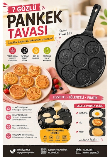 Pionny Döküm 27 Cm Pankek Tavası Siyah Çok Renkli
