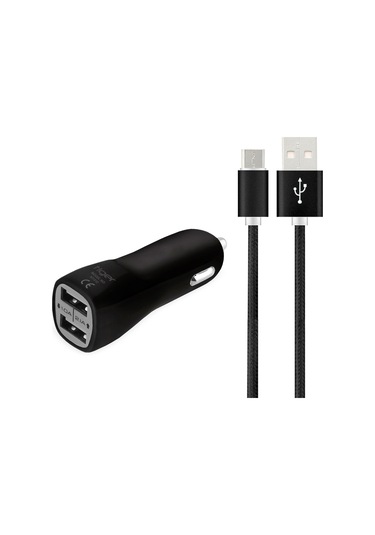 Tiger Araç Şarj Aleti ve Micro Usb Kablo Set 2.1A Siyah Nt-012