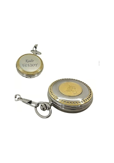 Kişiye Özel Osmanlı Tuğra Kabartmalı Retro Köstekli Cep Saati Ve Bardak