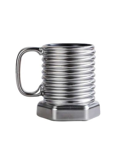 Createtech Altın Roman Seramik Bardak Kupa Vidalı Bardak Yaratıcı Kahve Fincanı Gümüş