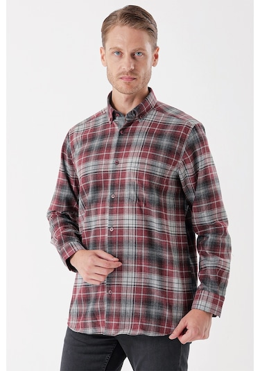 Bordo Uzun Kollu Ekoseli Gabardin Sert Yaka Cepli Garnili Casual Comfort Fit Gömlek 1004235112-bordo Bordo Bordo Uzun Kollu Ekoseli Gabardin Sert Yaka Cepli Garnili Casual Comfort Fit Gömlek 1004235112-bordo Bordo