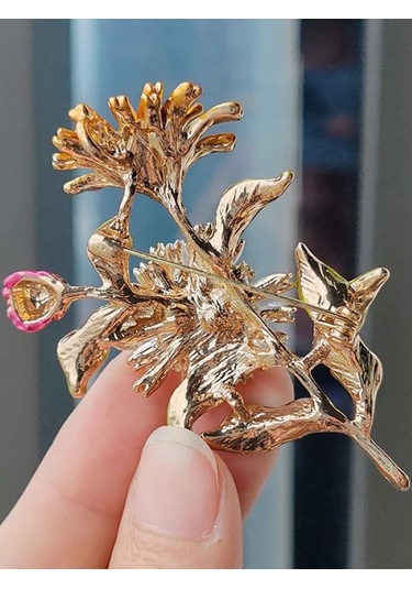 Fashion Jewelry Çiçekli Sert Tohumluk Broş 226483943 Altın Rengi