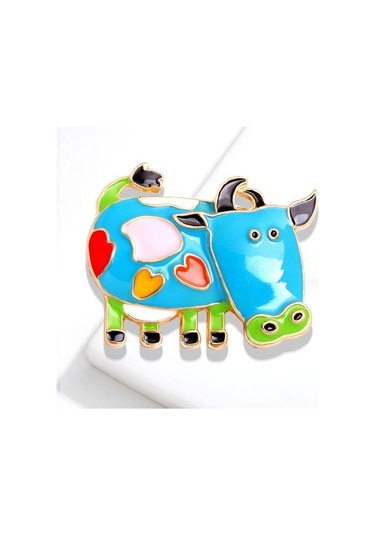 Kahverengi Talos Unisex Güzel Inek Sığır Broş Parti Pin Elbise Dekorasyon Takı Hediye