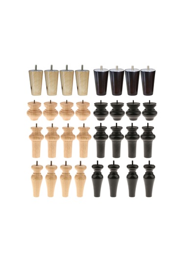 Suntek Magideal 4 Adet Koni Şekli Okaliptüs Masif Ahşap Mobilya 10 CM Siyah