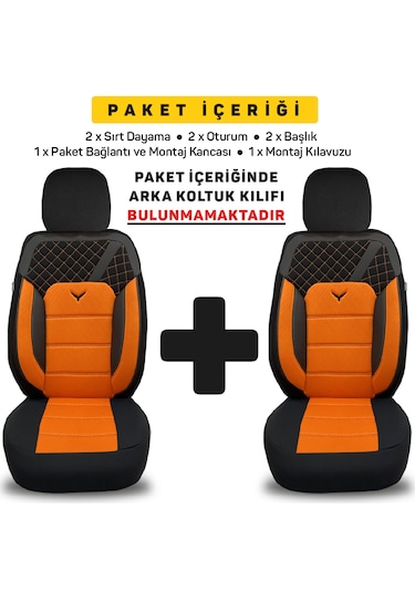 Pandami Oto Koltuk Kılıfı, 1+1 Set, Gofraj / Turuncu