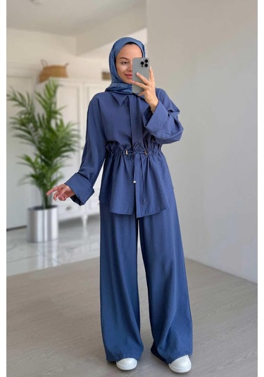 Rahat Kesim Büzgü Detaylı Takım - İndigo I Ndigo