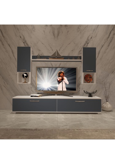 Decoraktiv Eko 5da Mdf Std Tv Ünitesi Tv Sehpası Beyaz - Antrasit