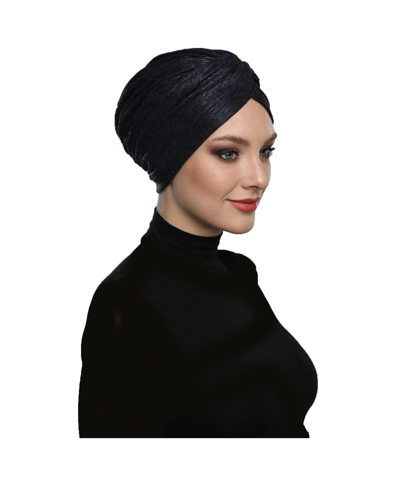 Simli Çapraz Astarlı Lacivert Hazır Türban Tesettür Bone Lacivert