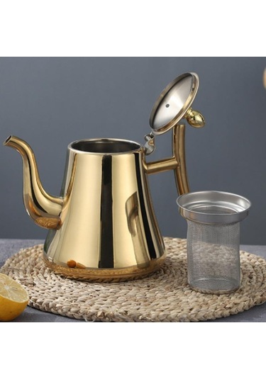 1.5l Kalınlaştırıcı Paslanmaz Çelik Çaydanlık Tencere Su Isıtıcısı Otel Restoran Ev İndüksiyon Pişirme Çiçek Çaydanlığı Kahve Sürahisi ALtın