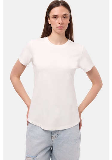Itsbasic Kadın Beyaz S6-2 Oversize Bisiklet Yaka T-shirt