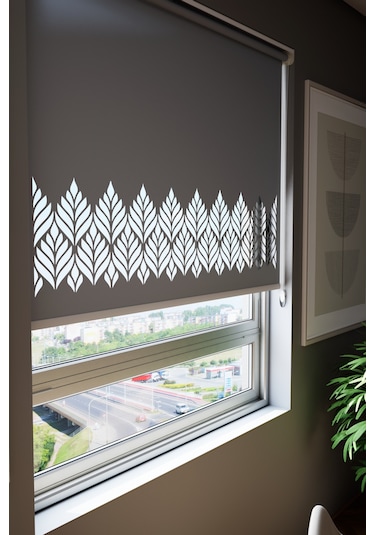 Lazer Kesim Mat Stor Perde, Lazer Kesimli Modern Serisi, M-181004 Antrasit Renk Antrasit