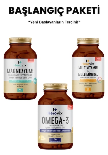 Herovix Sporculara Özel 3'lü Başlangıç Paketi Omega3 - Magnezyum
