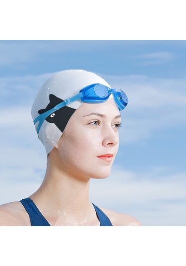 Hy08 Sevimli Karikatür Baskılı Silikon Yüzme Bonesi, Özellik: Siyah Kuğu Beyaz